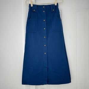Sea Blue Midi Skirt with Snap Front Detail